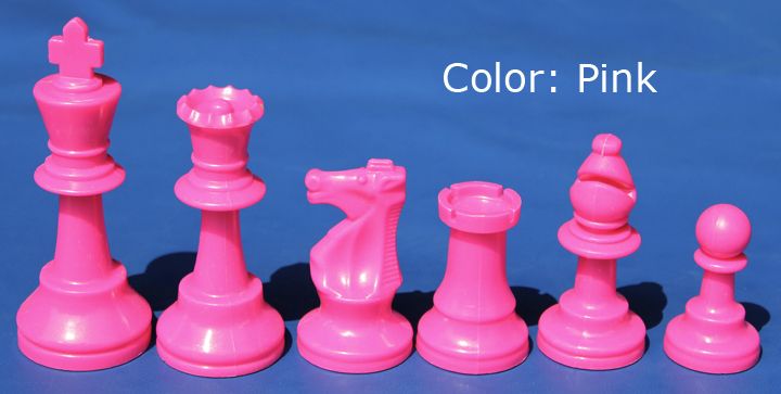 Plastic Chess Pieces No: 6, KH 95 mm, Pink