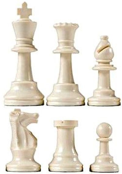 Plastic Chess Pieces No: 6, KH 95 mm, White